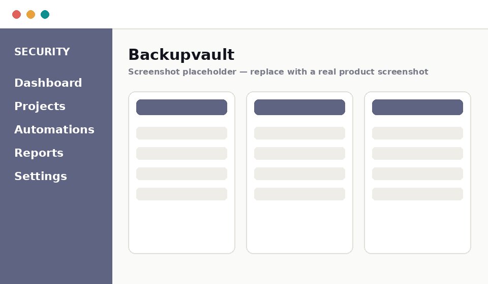 Screenshot of the Backupvault settings screen