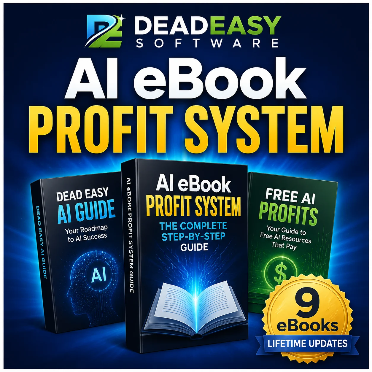 Screenshot of the AI eBook Profit System dashboard generating an eBook